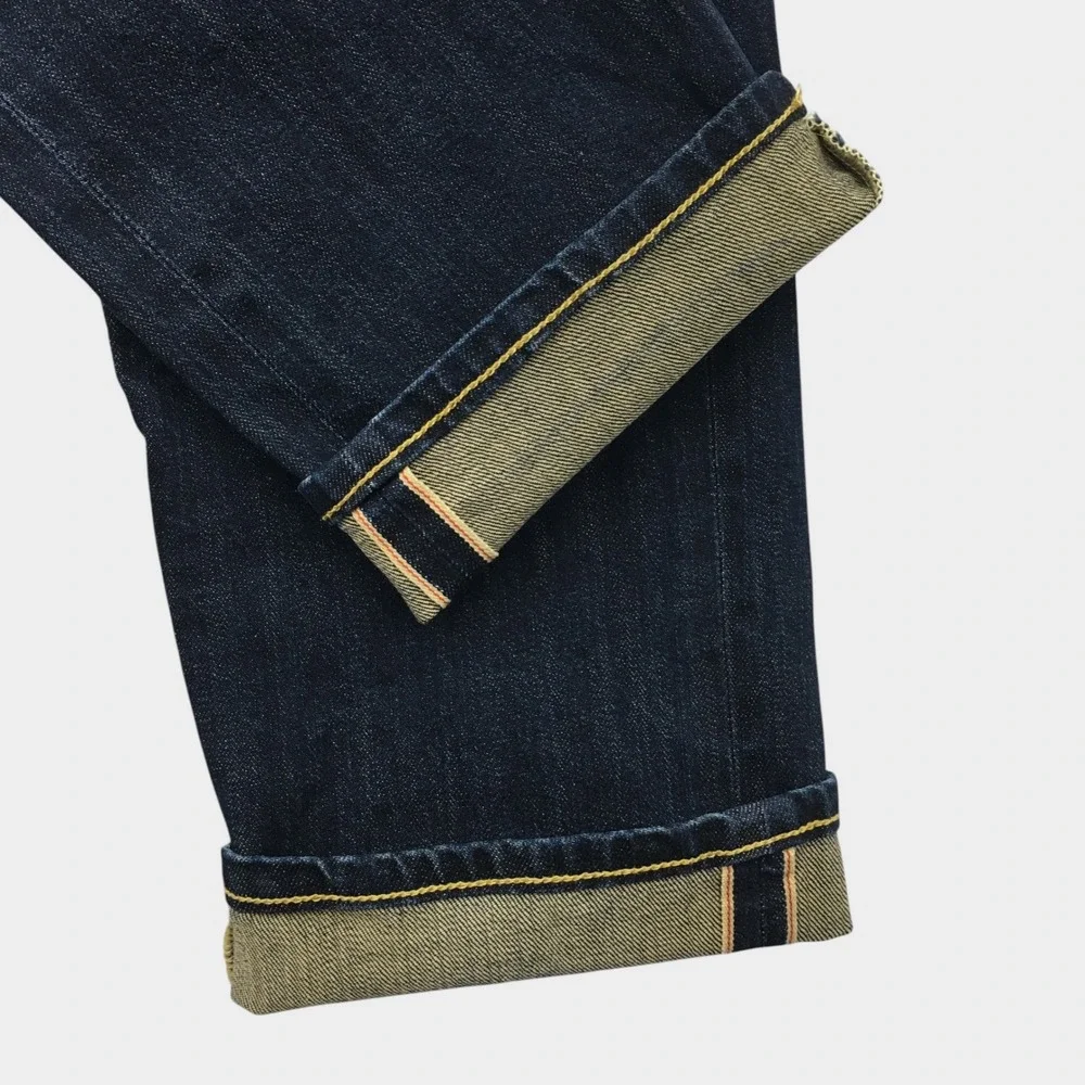 Flint and Tinder Slim Fit Selvedge Jeans Mens 33x30 Dark Indigo Denim Pants